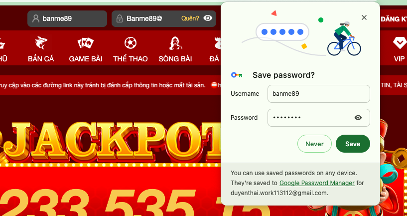 Sử dụng công cụ ghi nhớ password